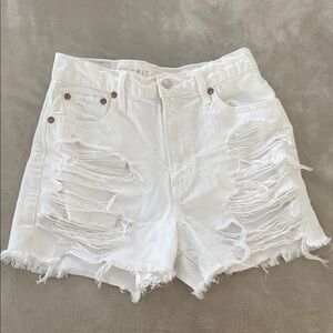 American Eagle Outfitters White Ripped Jean Shorts